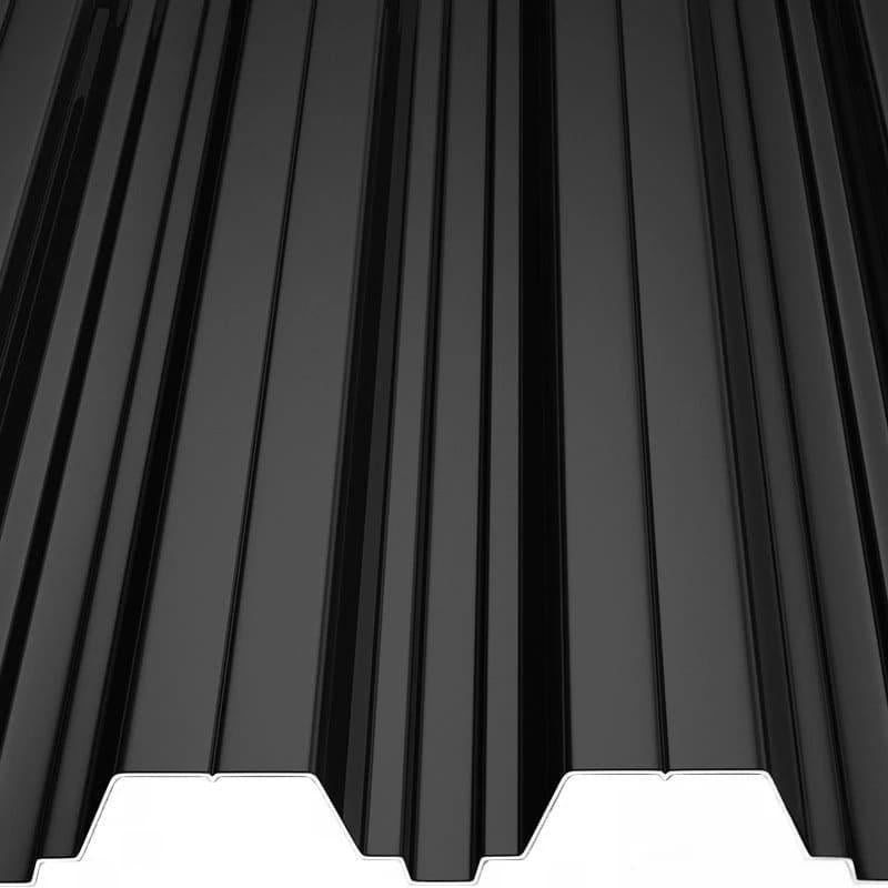 Високопрофилна ламарина T85 в черен цвят, идеална за ремонт на покриви, скатни покриви и фасадни панели | LATIVA.bg