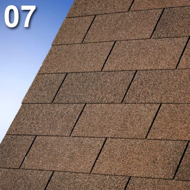 Битумна керемида IKO Superglass 3Tab в кафяво, идеална за ремонт на покриви, устойчива на атмосферни условия. LATIVA.bg