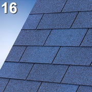 Битумна керемида IKO Superglass 3Tab в син цвят, идеална за ремонт на покриви и защита от атмосферни влияния. LATIVA.bg