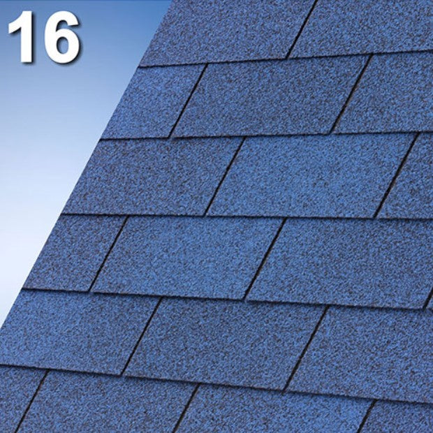 Битумна керемида IKO Superglass 3Tab в син цвят, идеална за ремонт на покриви и защита от атмосферни влияния. LATIVA.bg