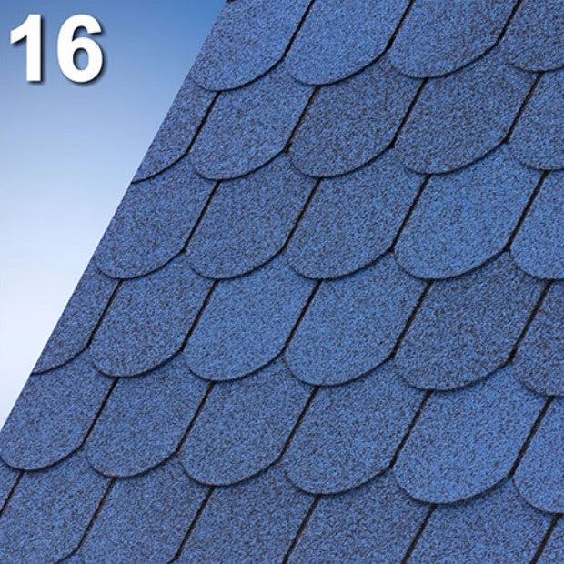 Битумна керемида IKO Superglass Бибер в синьо с класическа форма – идеална за ремонти на покриви. LATIVA.bg