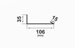 Челна планка - долна, размери 106x35x15 мм, идеална за ремонт на покриви и монтаж на метални керемиди.