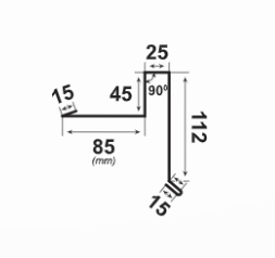 Мерителна скица на челна планка комбинирана тип 2, включваща размери в мм.