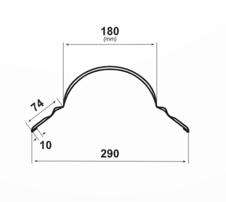 Голям полукръгъл капак за било - размери 180x290 mm, идеален за ремонт на покриви.