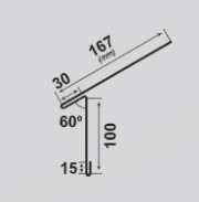 Голяма надулучна пола Ретро схема с размери 167mm, 100mm, 30mm и 15mm.