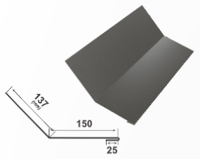 Гранична планка Ретро (външна/ вътрешна) с размери 150x137x25 мм, идеална за покривни конструкции.