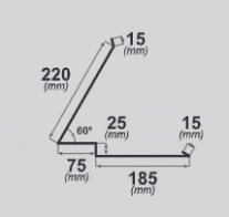 Схема с размери на комплект обшивка за комин Ретро BILKA, показваща точни измервания в мм.
