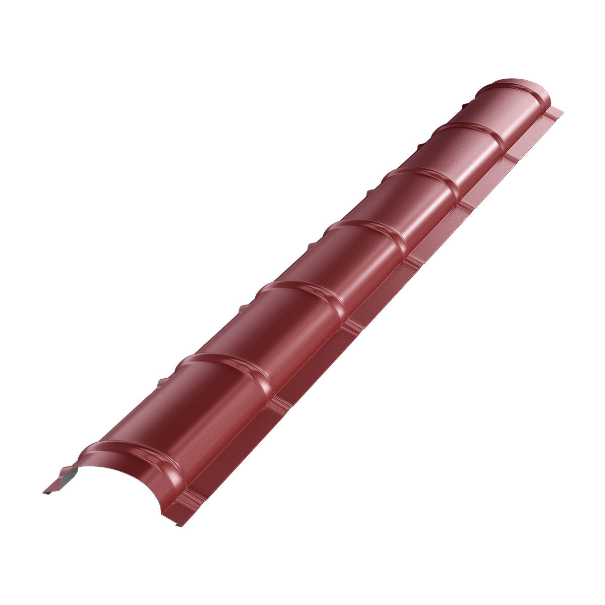 Малък полукръгъл капак за било в червен цвят за метални покриви. Идеален за ремонт на покриви и монтаж.