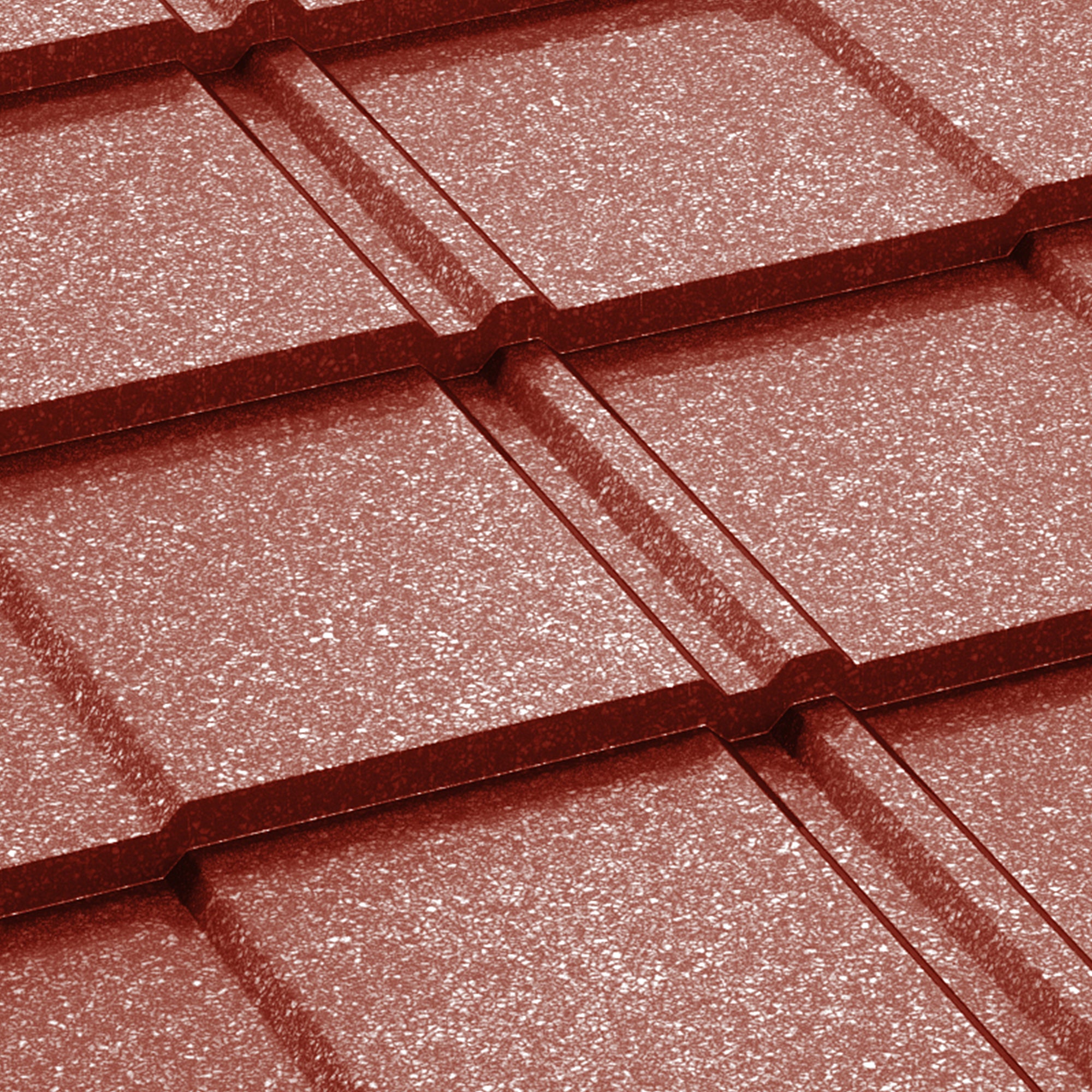 Метални керемиди BILKA Britanic Grande Mat в червено, идеални за ремонт на покриви и изграждане на покрив.