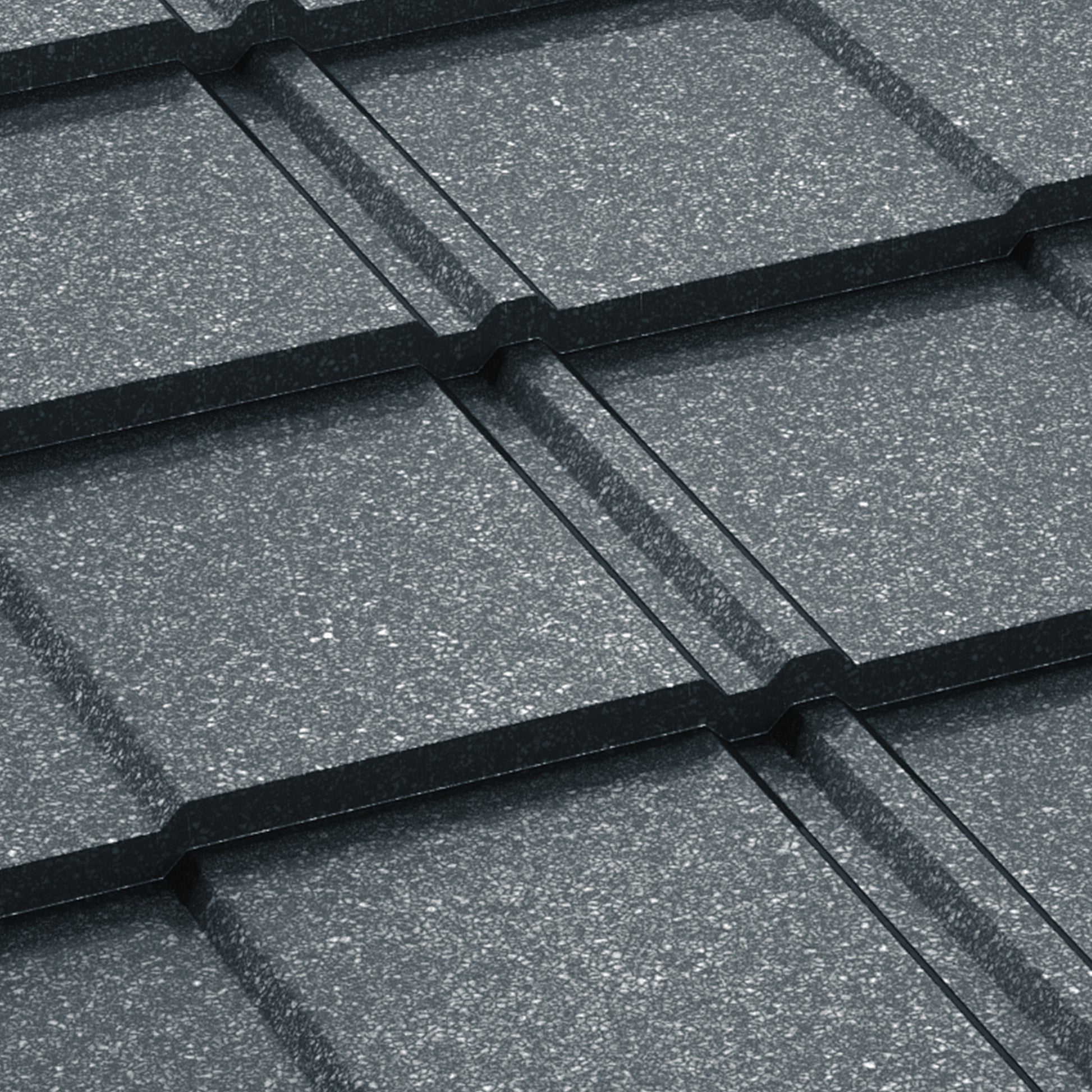 Метални керемиди BILKA Britanic Grande Mat в черен цвят, идеални за покривни ремонти и ново строителство