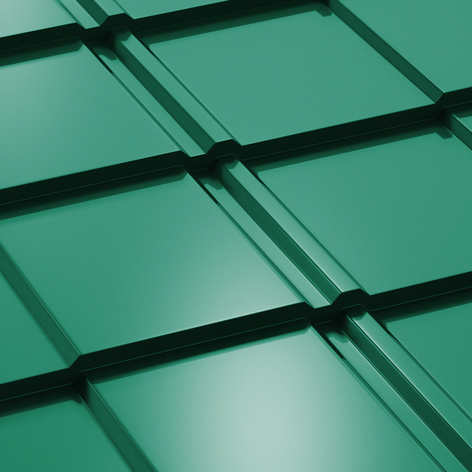 Метални керемиди BILKA Britanic в зелено с гланц за покрив, идеални за ремонт на покриви.