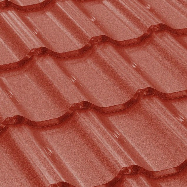 Метални керемиди BILKA Gotic Mat в цвят медна тухла, идеални за ремонт на покриви и монтаж на скатни покриви - LATIVA.bg