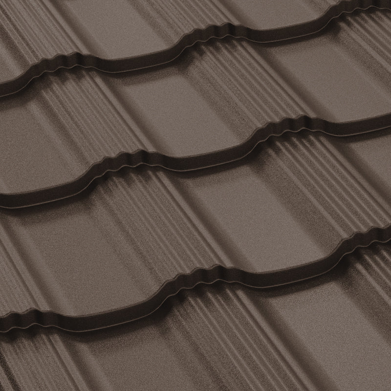 Метален керемид BILKA Hellenic Mat, кафяв, идеален за покриви, високо качество и дълготрайност.