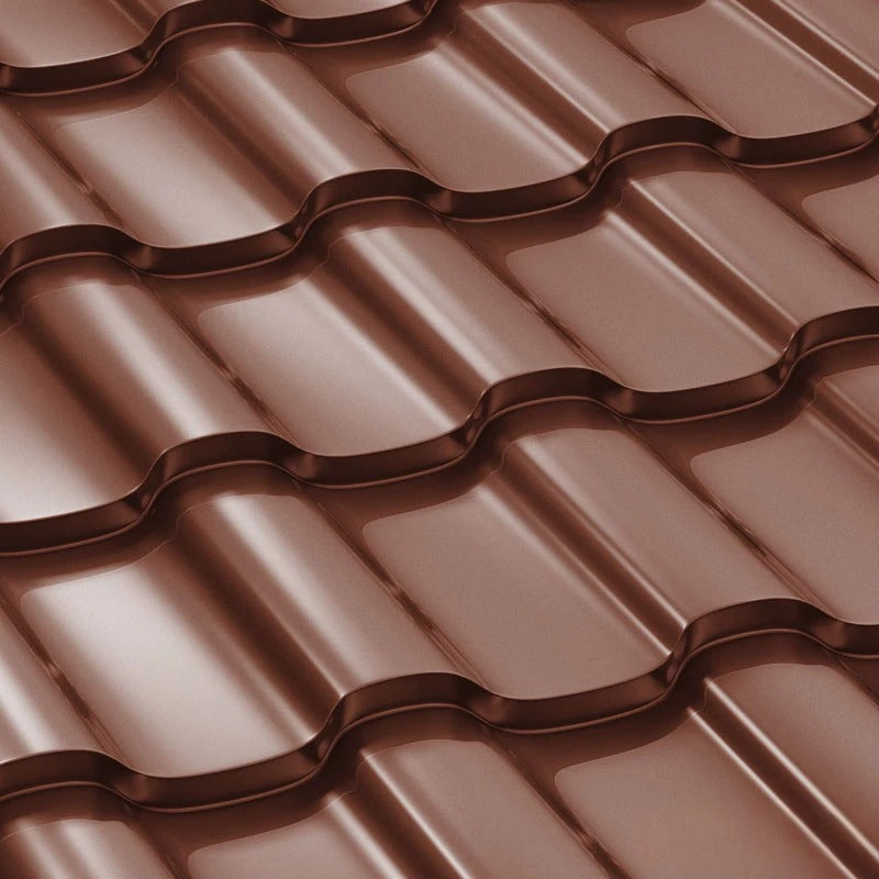 Метални керемиди BILKA Iberic в гланцово кафяво за ремонт на покриви, идеални за скатни и плоски покриви - LATIVA.bg