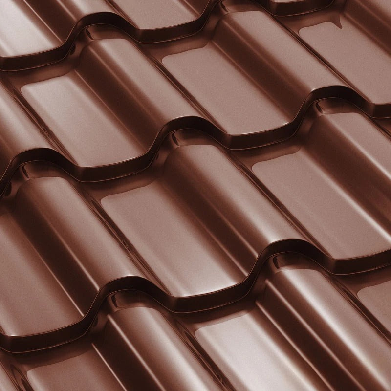 Метални керемиди BILKA Romanic в гланцово кафяво - идеални за ремонти на покриви и скатни покриви, LATIVA.bg.