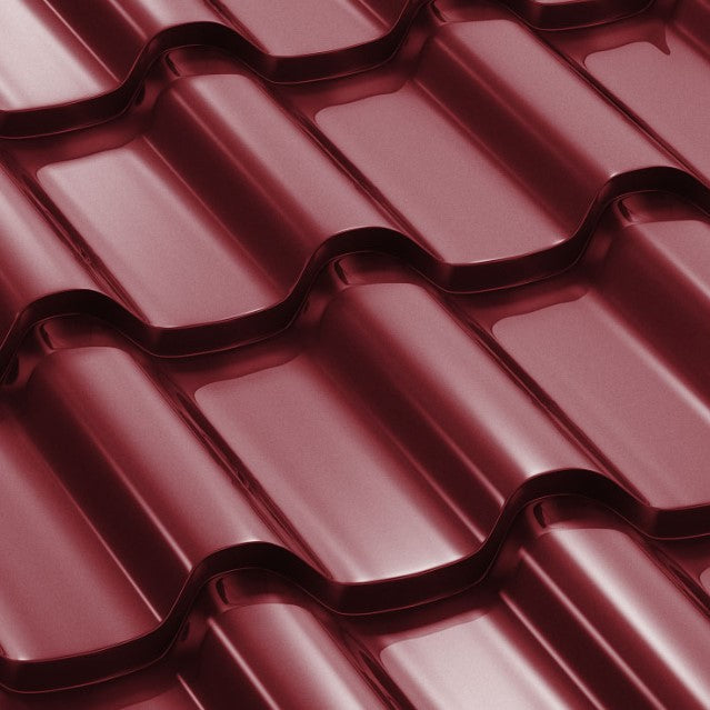 Метални керемиди BILKA Romanic в тъмен червен цвят, идеални за ремонт на покриви и скатни покриви, LATIVA.bg