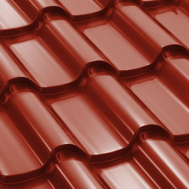 Метални керемиди BILKA Romanic в гланцово червено за скатни покриви, идеални за ремонт на покриви - LATIVA.bg