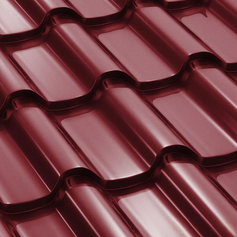 Метални керемиди BILKA Romanic гланц в червен цвят, идеални за ремонт на покриви и изграждане на скатни покриви, LATIVA.bg