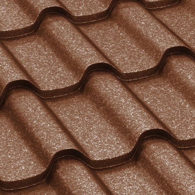 Метални керемиди BILKA Romanic Grande Mat в кафяв цвят, идеални за ремонт на покриви, ценови предложения и аксесоари от LATIVA.bg