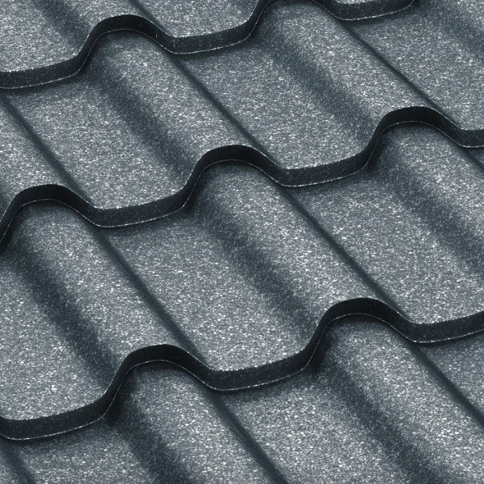 Метални керемиди BILKA Romanic Grande Mat в сив цвят, идеални за ремонт на покриви, висококачествени и достъпни цени от LATIVA.bg