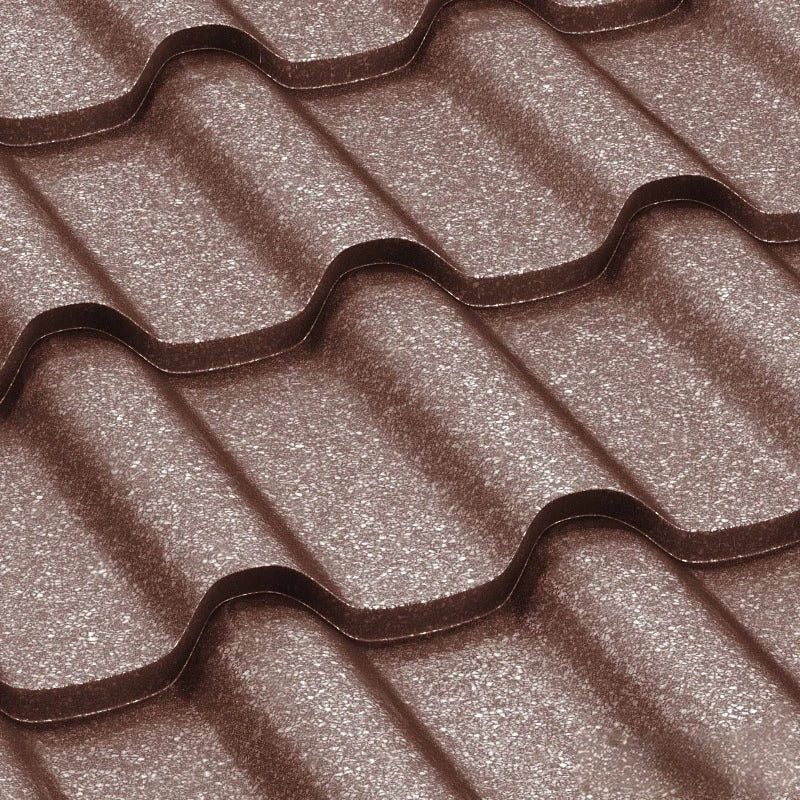 Метални керемиди BILKA Romanic Grande Mat в кафяв цвят, идеални за ремонт на покриви и скатни покриви, LATIVA.bg