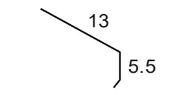 Схема на метална надулучна пола с размери 13 и 5.5 за покривни конструкции.
