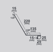 Схема на размерите на комплект обшивка за комин Ретро с размери в милиметри и ъгли.