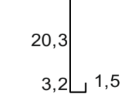 Подулучна пола / 2м - размери 20,3 см, 3,2 см и 1,5 см за скатен покрив