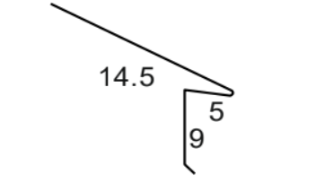 Пола заменяща улук с размери 14.5, 5 и 9 см за ефективно водоотвеждане.