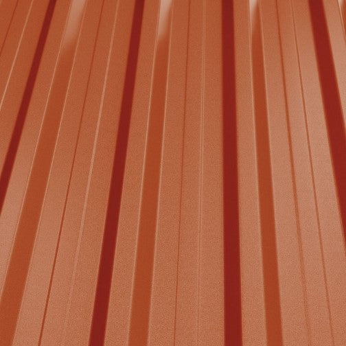 Профилирана ламарина BILKA L35 в оранжев цвят, идеална за покриви и фасади, защитена от корозия и атмосферни влияния - LATIVA.bg