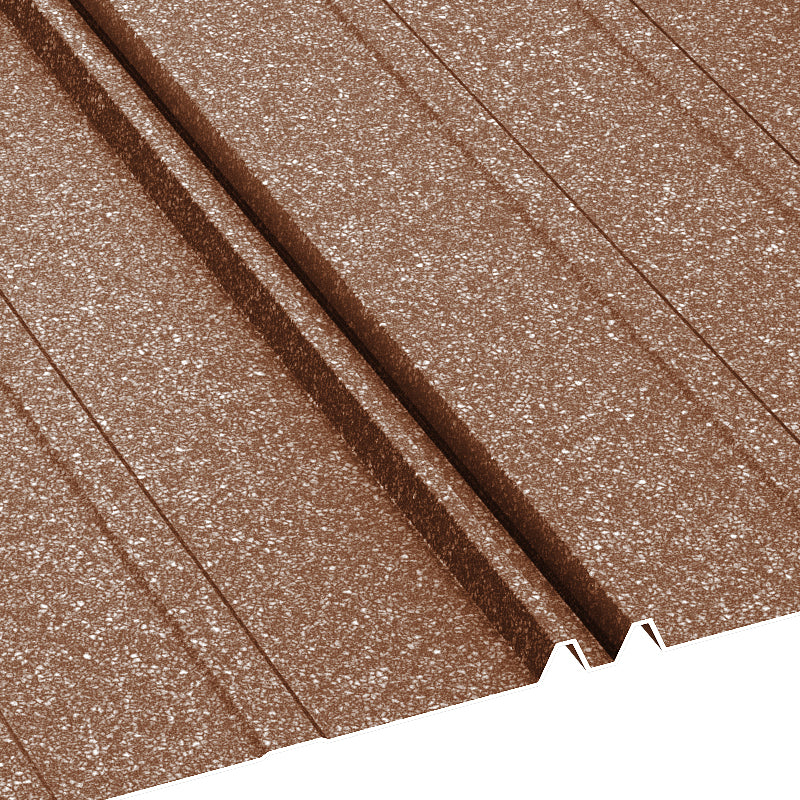 Ретро Дуо BILKA Grande Mat - детайл на ламарината с кафява текстура за скатни покриви.