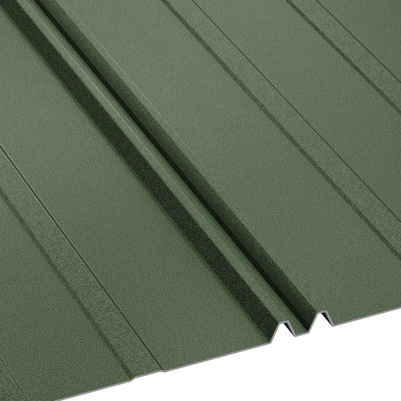 Ретро Дуо BILKA Мат - близък план на метална керемида с матово покритие в зелено.