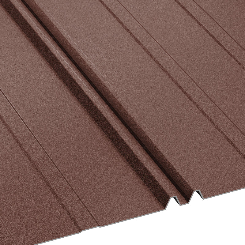 Ретро Дуо BILKA Мат – детайл на метална керемида с матово покритие в кафяв цвят за покриви.