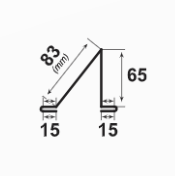 Техническа схема на снегозадържащ елемент с размери 83mm и 65mm.