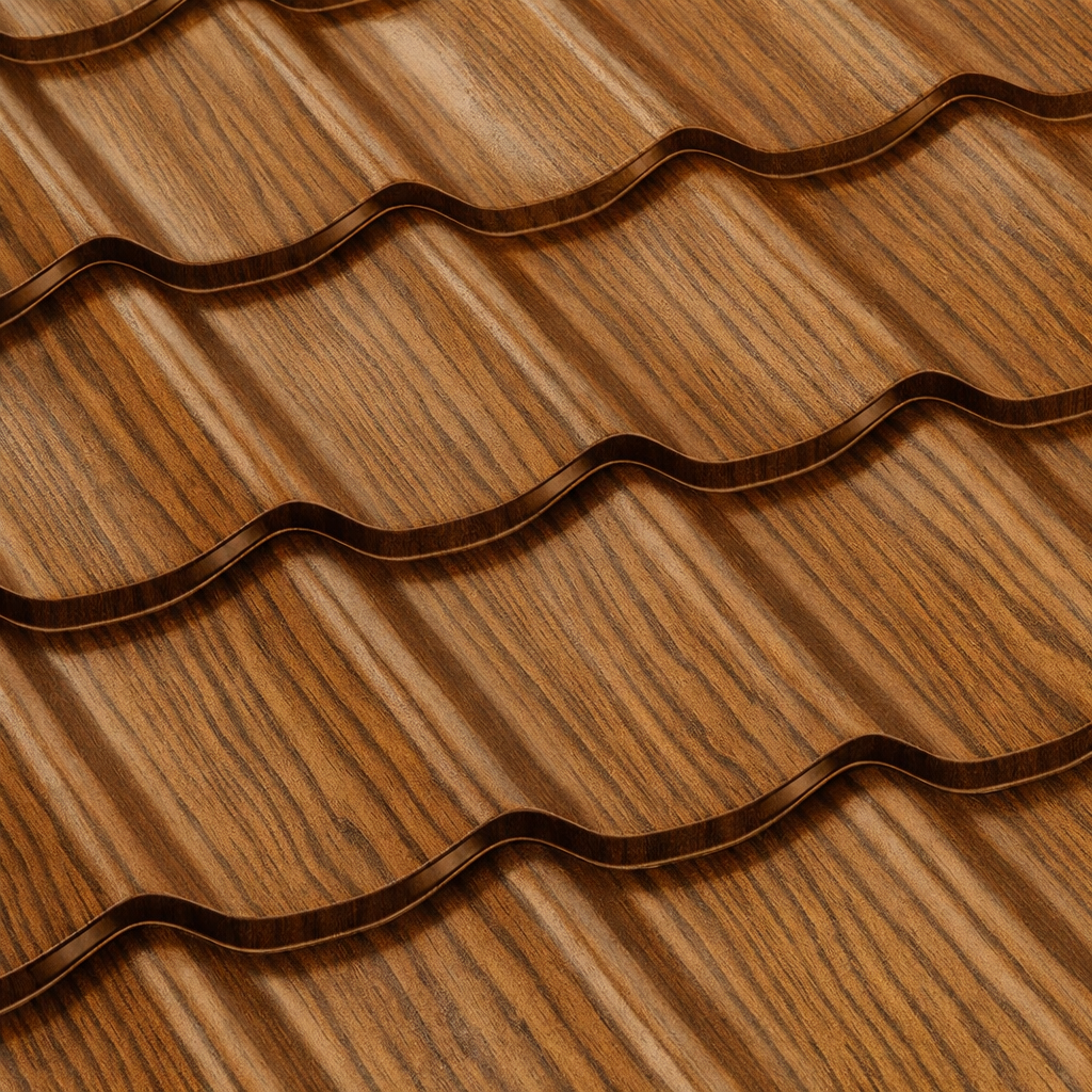 Метални керемиди BILKA Clasic Wood с дървесен ефект и wavoti стиль, идеални за покриви.