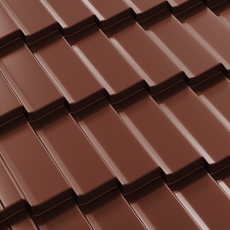 BILKA Dacic Glossy Metal Tiles – brown roofing sheet metal, sheet metal tiles, metal tiles price