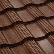 Метални керемиди BILKA Hellenic Wood с дълбоки вдлъбнатини и дървен вид