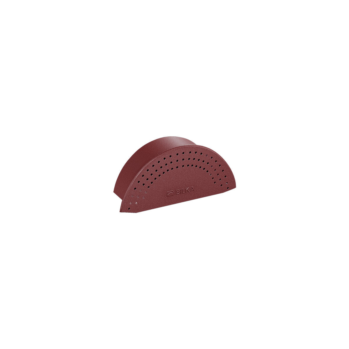 Closing element (cap) for horizontal ridge in red color for roofs